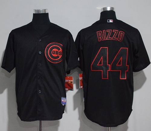Cubs #44 Anthony Rizzo Black Strip Stitched MLB Jersey - Click Image to Close